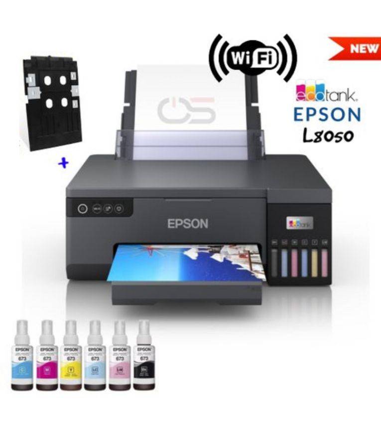 Imprimante Epson L8050 pour les Photo et cartes PVC, Recharge d'encre facile, impression sans fil, numérisation haute résolution, Impression Économique De Plus de 10 000 Pages